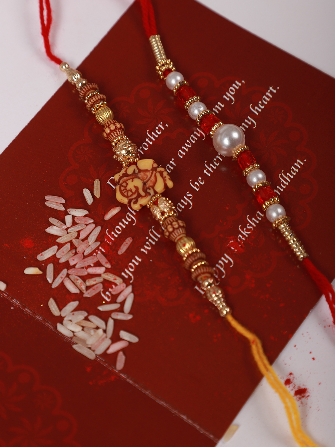 YouBella 2 Rakhi and 2 Greeting Card Combo for Brother, Rakhi Gift for Brother/bhaiyya/bhai (Style 1)